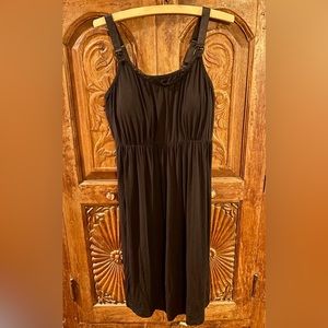 Maternity Jersey Knit Mini Tank Dress Black Stretch Knit